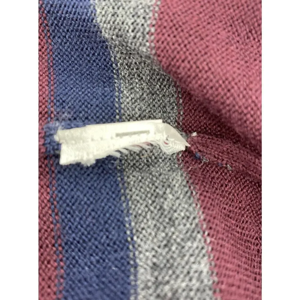 Banana Republic 100% Merino Wool Sweater Maroon Blue Gray Striped Small Men’s
